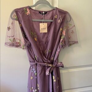 BloomChic Mauve Floral Embroidered Dress